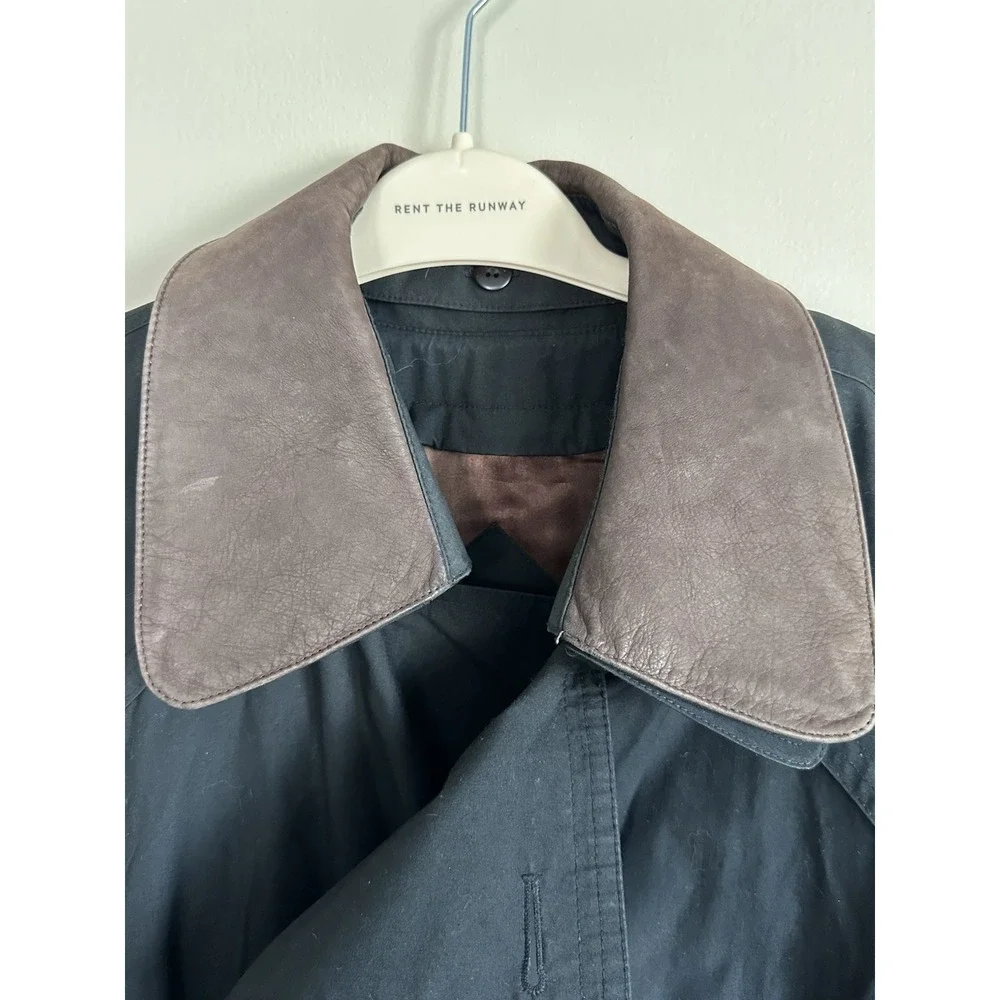 VTG London Fog TOWNE Mens 46R Leather‎ Collar Trench Coat Zip-out Wool Lining